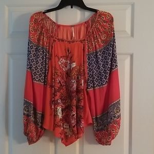 Free People Silk-Like Flowy Blouse